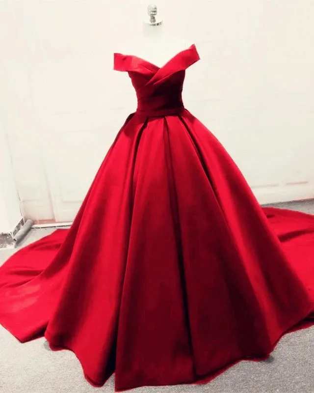 Green Satin Prom Dresses Long Off The Shoulder Ball Gowns Quinceanera Dresses