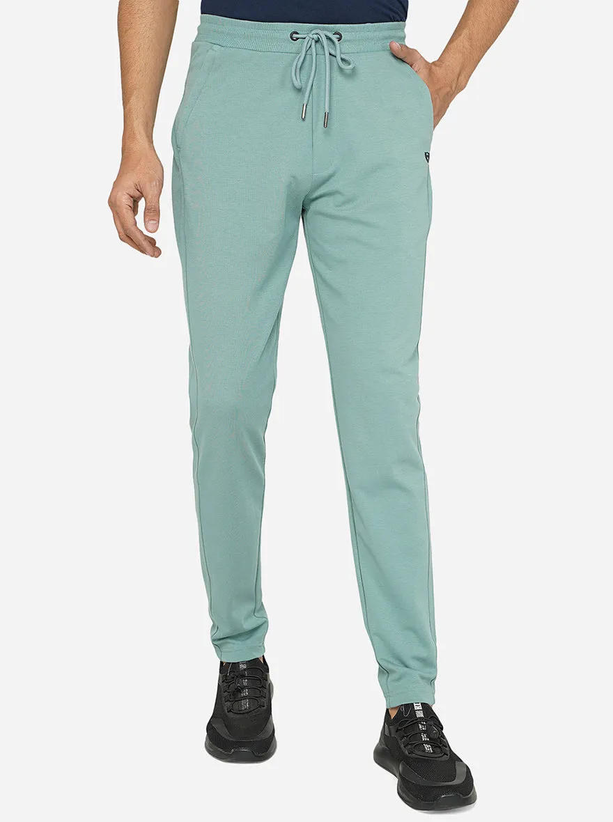 Green Solid Slim Fit Track Pant | JadeBlue
