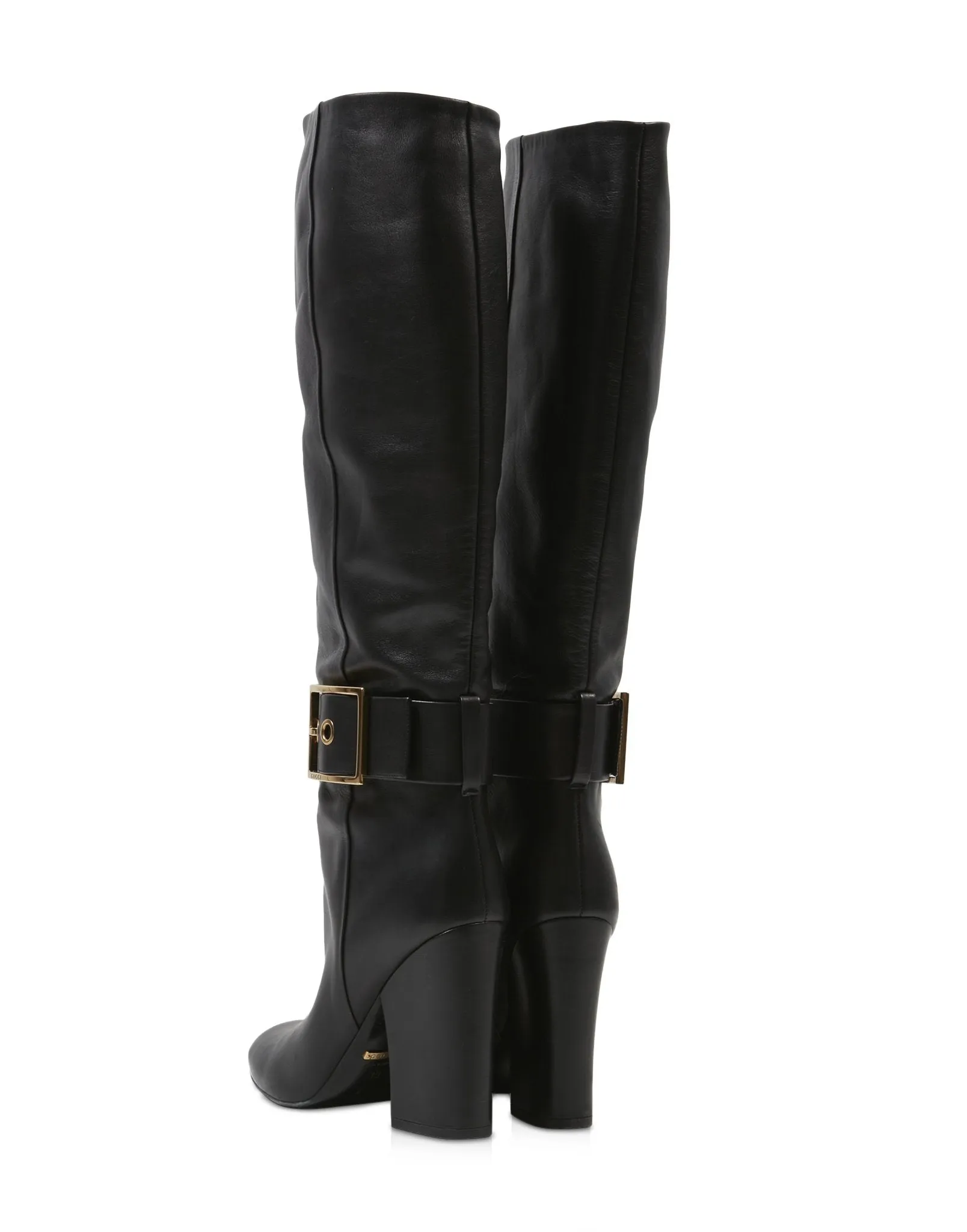 Gucci Black Leather Kesha Knee High Boots - 39