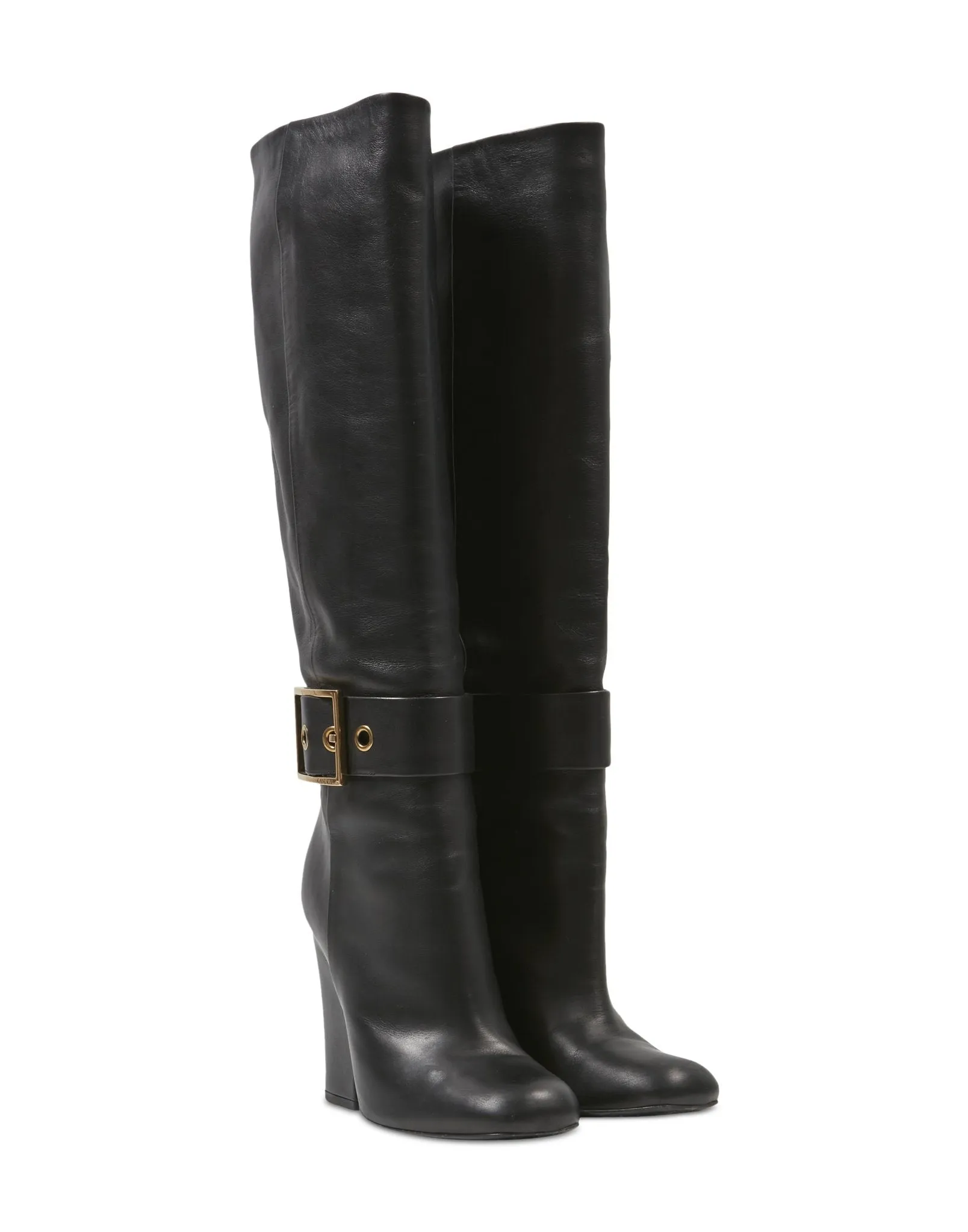 Gucci Black Leather Kesha Knee High Boots - 39