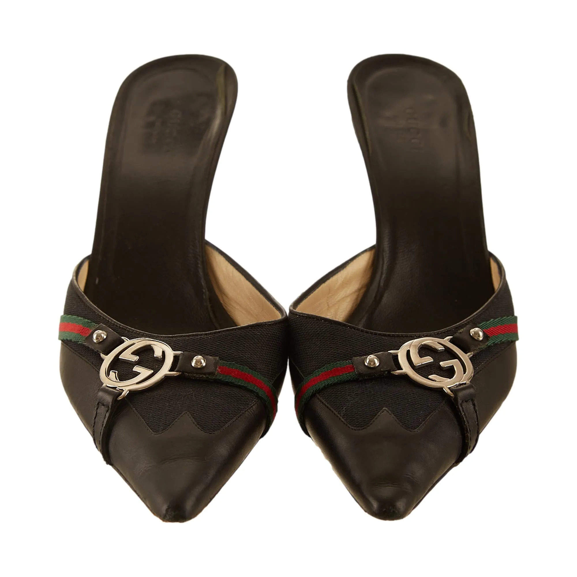 Gucci Black Logo Strap Heels