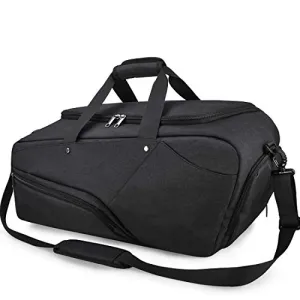 Gym Bag Sports Duffle Bag with Shoes Compartment Waterproof Large Travel Duffel Bags Weekender Overnight Bag for Men Women 45L Black