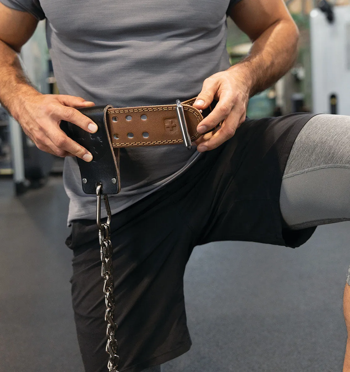 Harbinger 36" Leather Dip Belt Attachment - Gunmetal