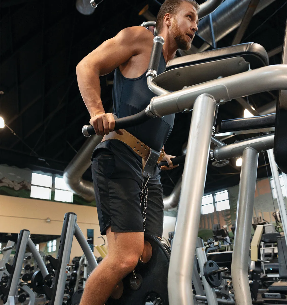 Harbinger 36" Leather Dip Belt Attachment - Gunmetal