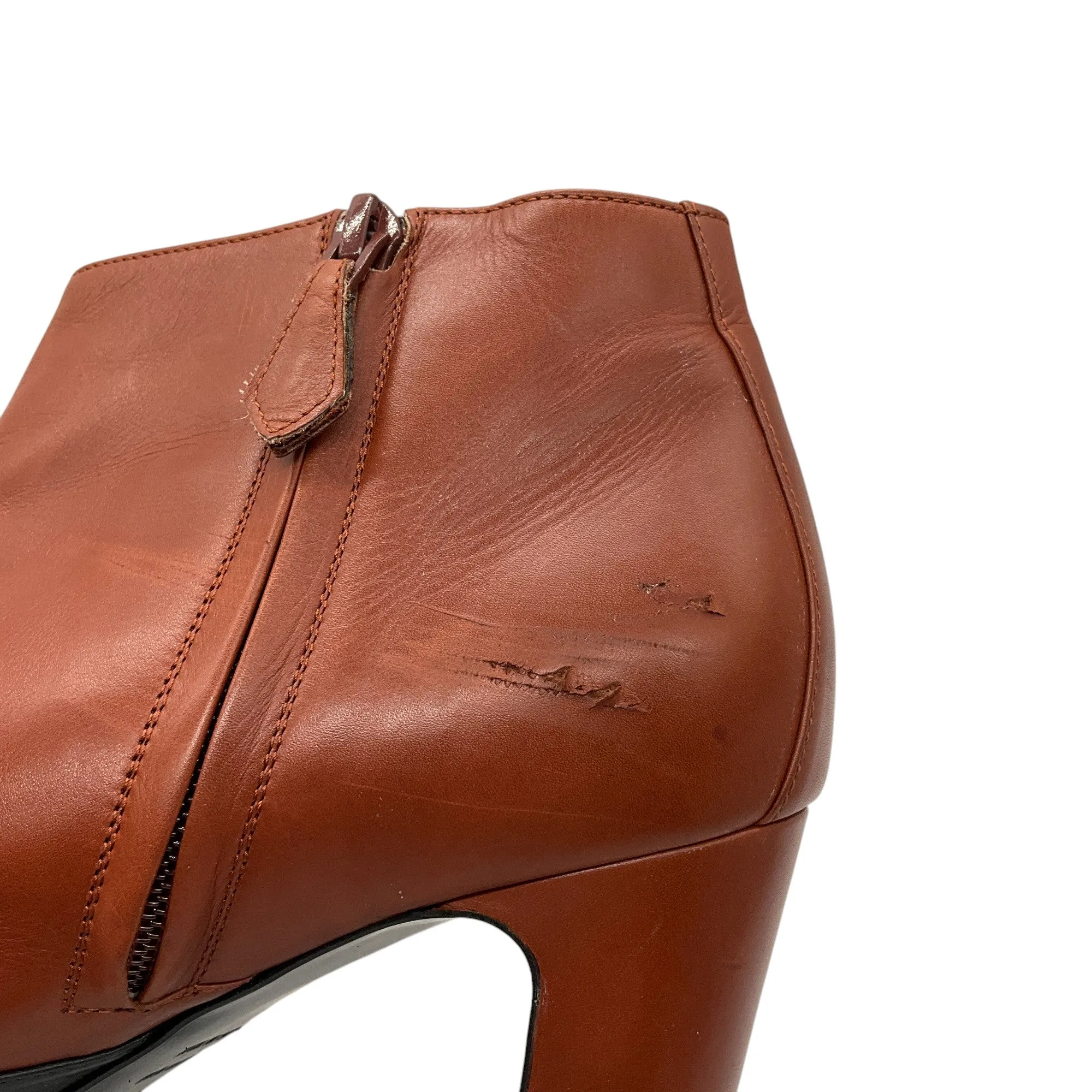 Hermes Brown / Black Two-Tone Round Toe Leather Ankle Booties