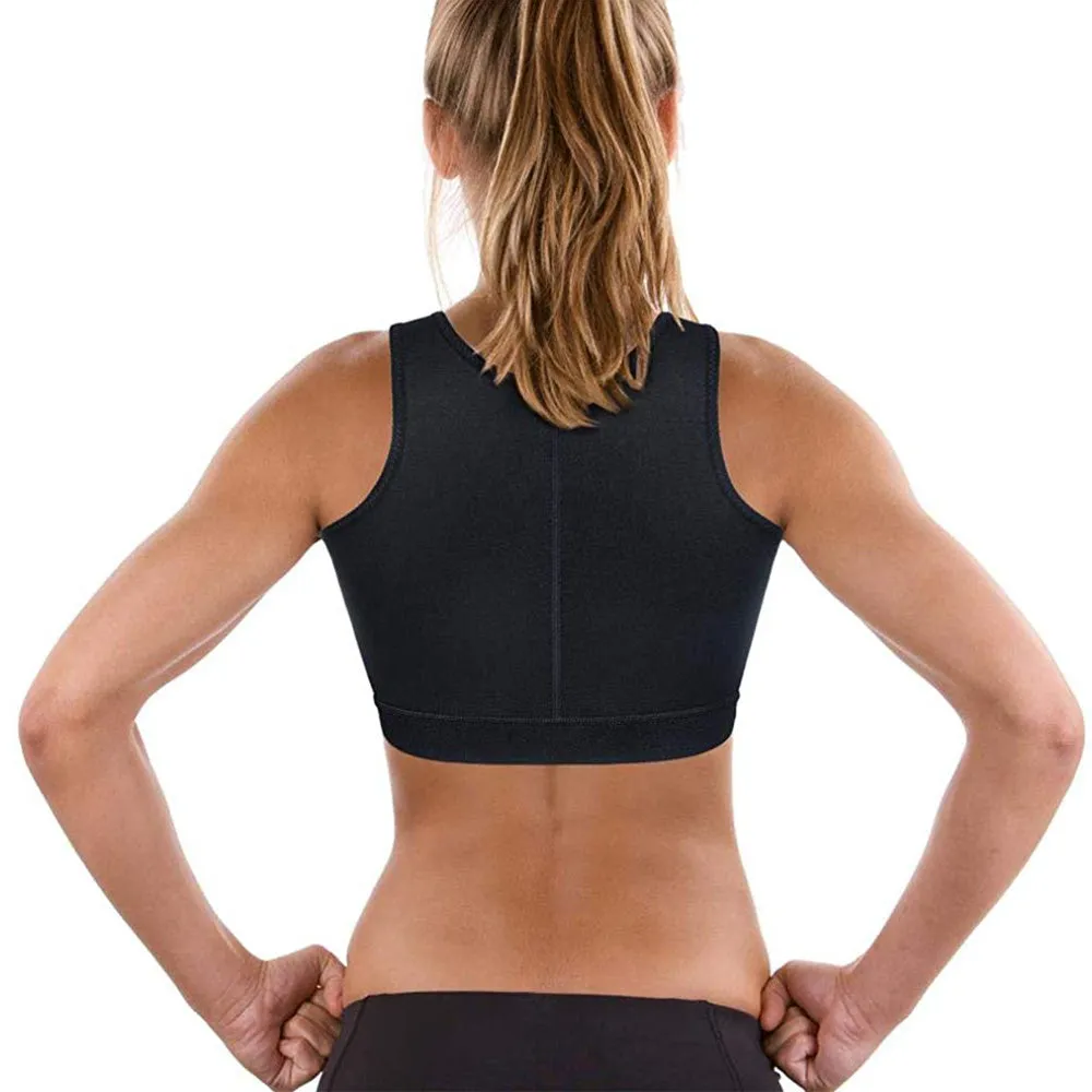 High compression bra full cup with front-zipper wire-free