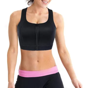 High compression bra full cup with front-zipper wire-free