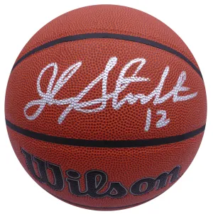 John Stockton Autographed Basketball Utah Jazz (Smudged) Beckett BAS QR #BK82068