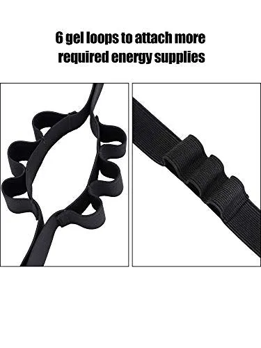 Jovitec 2 Pieces Race Number Belt with 6 Gel Loops for Running Cycling Triathlon Marathon (Black)