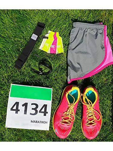 Jovitec 2 Pieces Race Number Belt with 6 Gel Loops for Running Cycling Triathlon Marathon (Black)