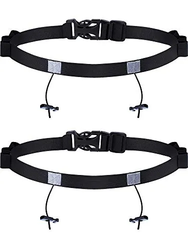 Jovitec 2 Pieces Race Number Belt with 6 Gel Loops for Running Cycling Triathlon Marathon (Black)