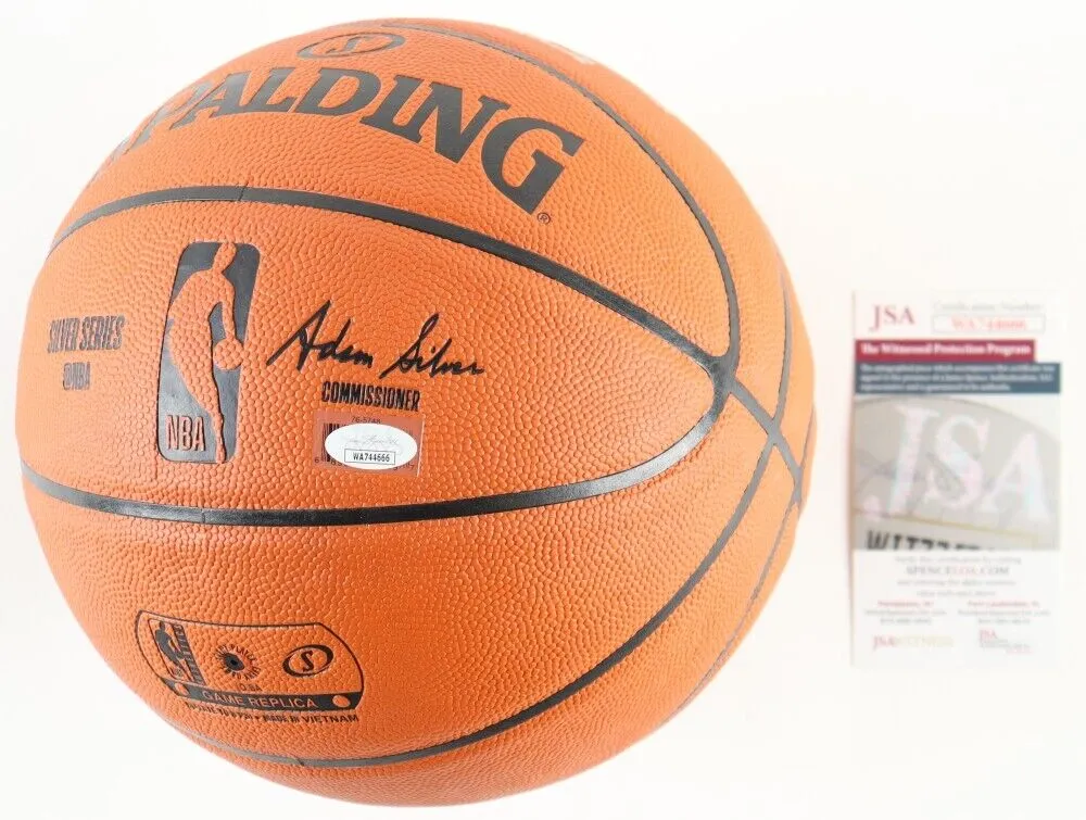 Karl Malone Signed Utah Jazz Spaulding NBA Basketball (JSA COA) 14x NBA All Star