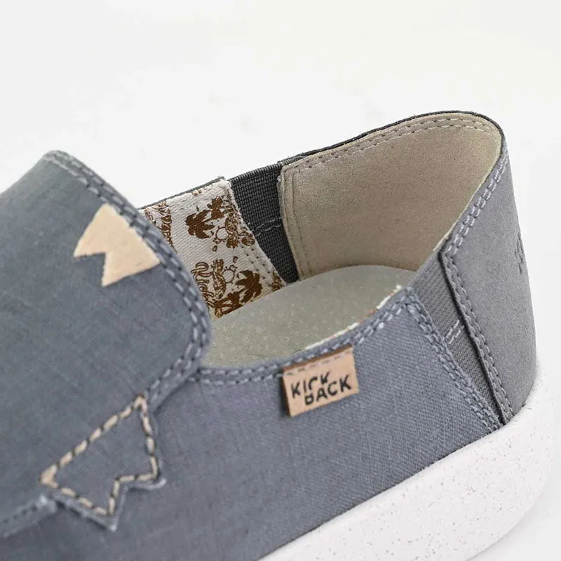 KICKBACK Barbeach Linen Shoes in Blue Grey