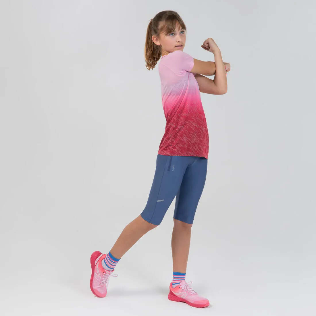 Kids' cropped bottoms-KIPRUN dry denim