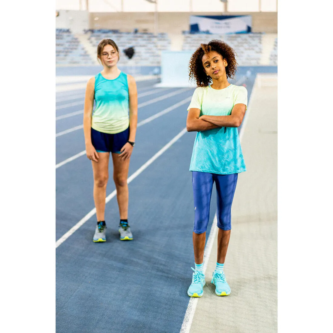 Kids' cropped bottoms-KIPRUN dry denim