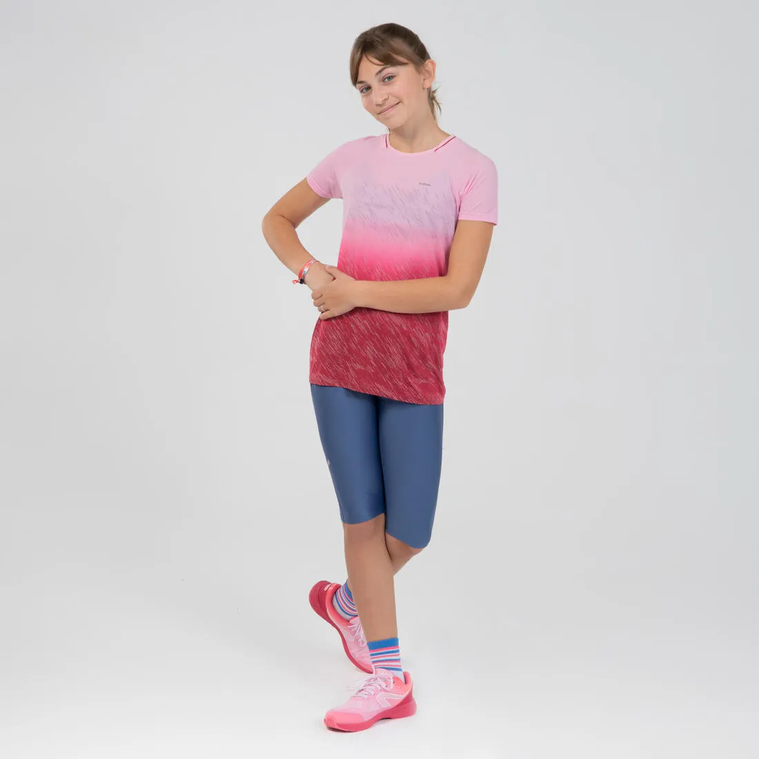 Kids' cropped bottoms-KIPRUN dry denim