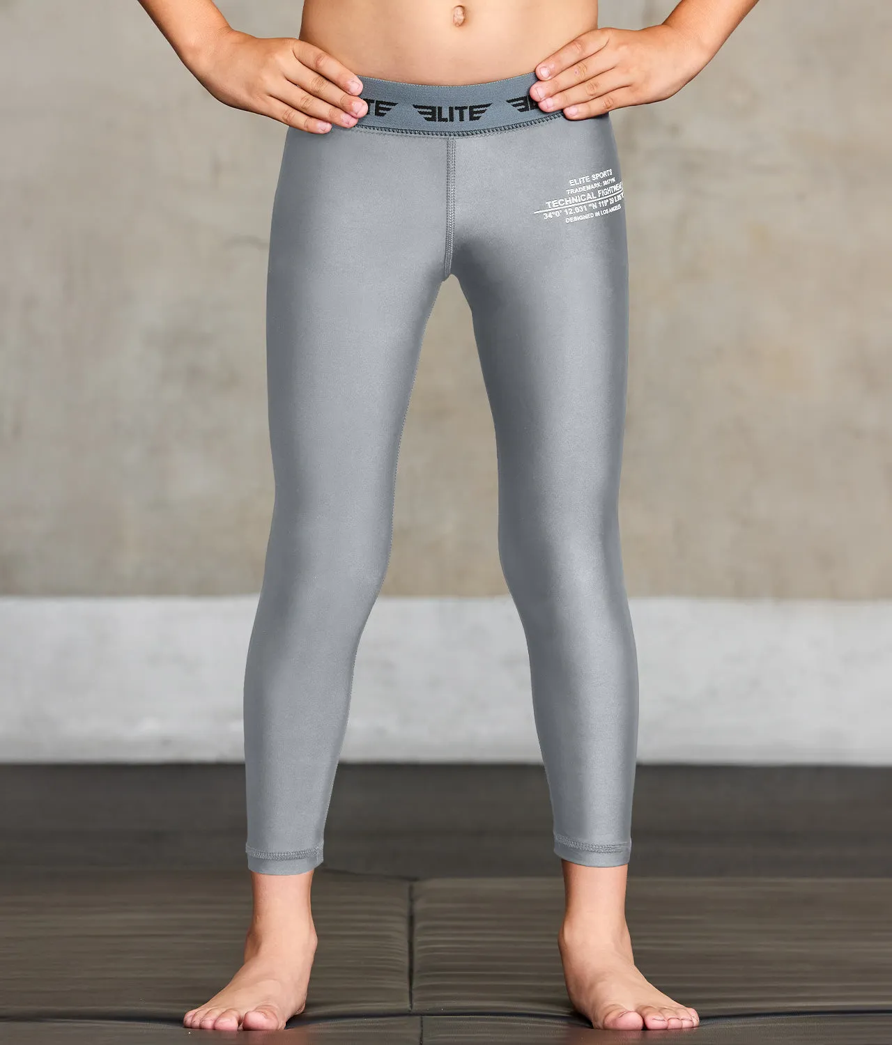 Kids' Plain Gray Compression Training Spat Pants
