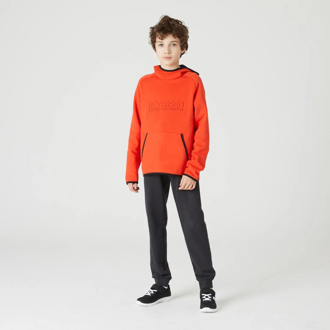 Kids' Unisex Straight-Cut Cotton French Terry Jogging Bottoms 100 Dark Grey Marl