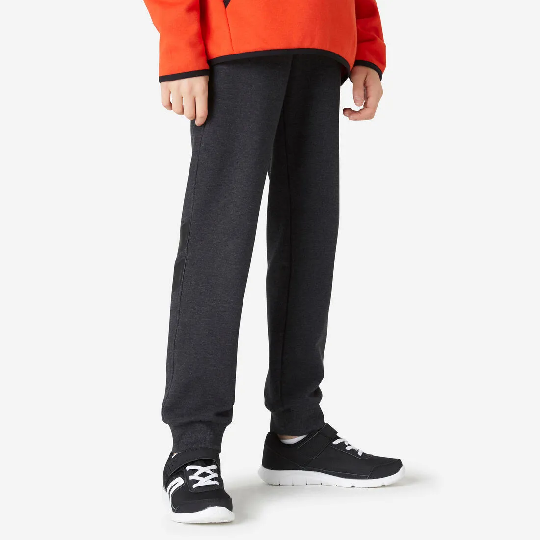 Kids' Unisex Straight-Cut Cotton French Terry Jogging Bottoms 100 Dark Grey Marl