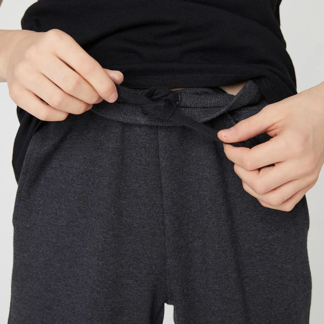 Kids' Unisex Straight-Cut Cotton French Terry Jogging Bottoms 100 Dark Grey Marl