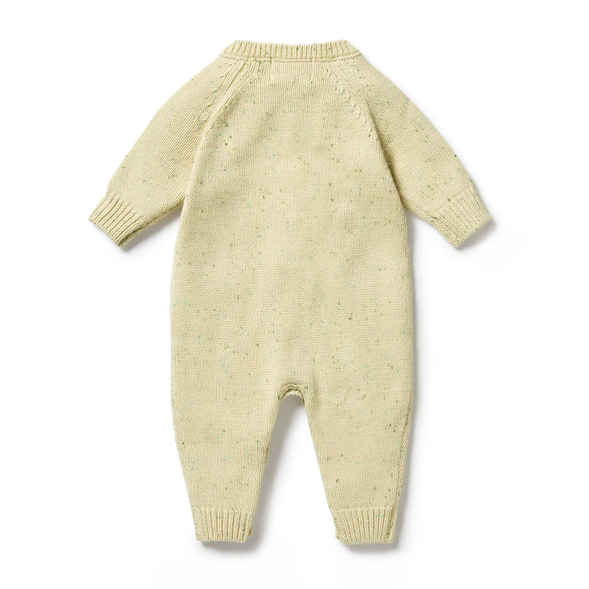 KNITTED CABLE GROWSUIT | ALMOND FLECK
