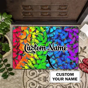 Lgbt Butterfly Doormat - Personalized Name 3D - Butterfly