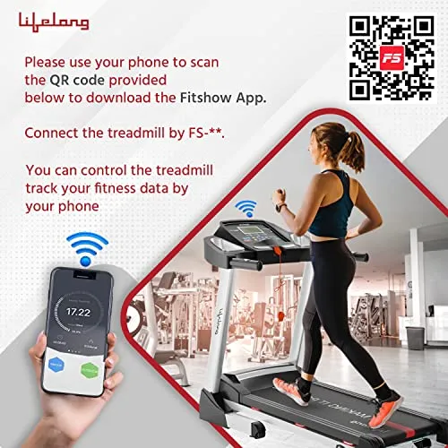 Lifelong LLTM153 Fit Pro 4.5 HP Peak Motorised with LCD Display, Max Speed 14km/hr| Max User Weight 110Kg, Heart Rate Sensor, Manual Incline, Speaker|Treadmill for Home(Free Call Installation Assistance)