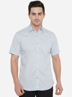 Light Blue Printed Slim Fit Casual Shirt | JadeBlue