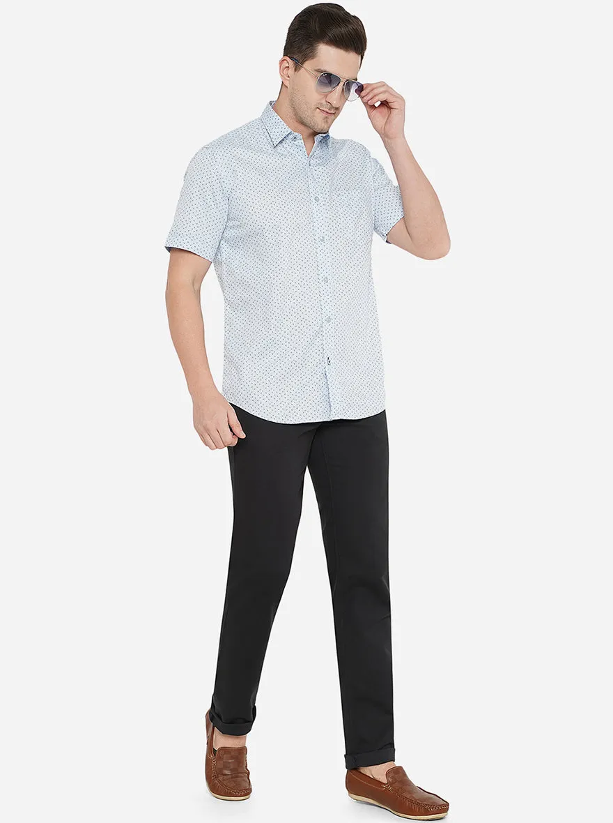 Light Blue Printed Slim Fit Casual Shirt | JadeBlue