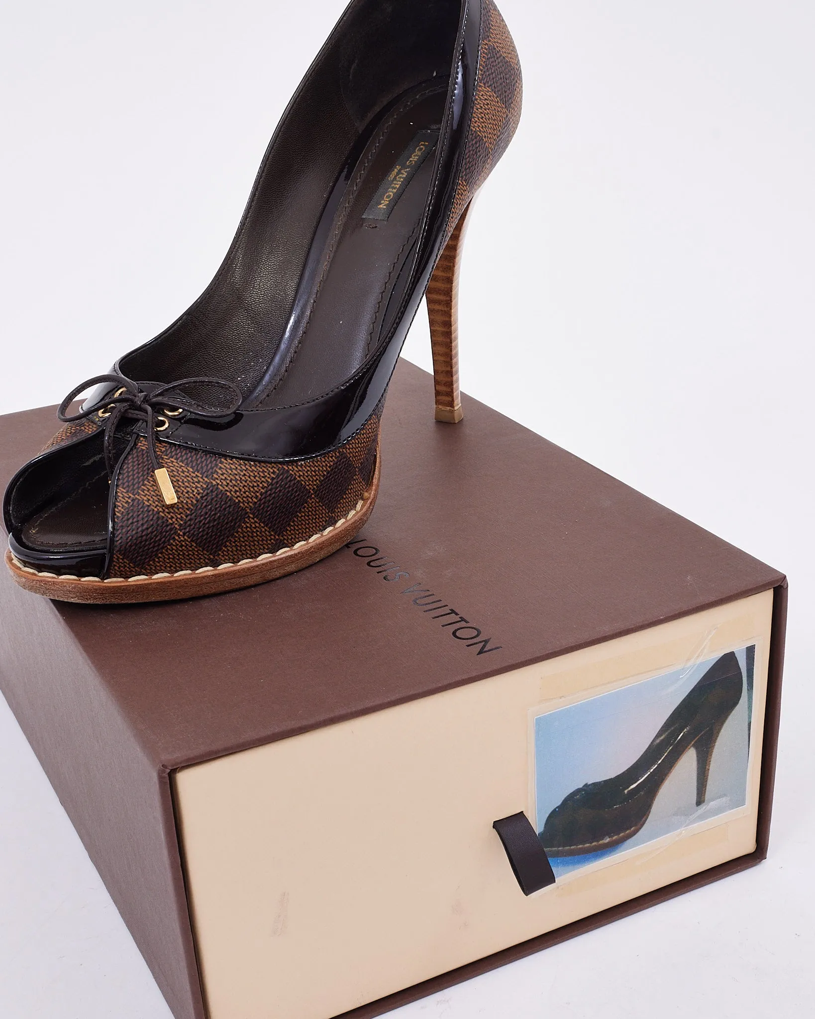 Louis Vuitton Damier Ebene Canvas Peep Toe Pumps - 40
