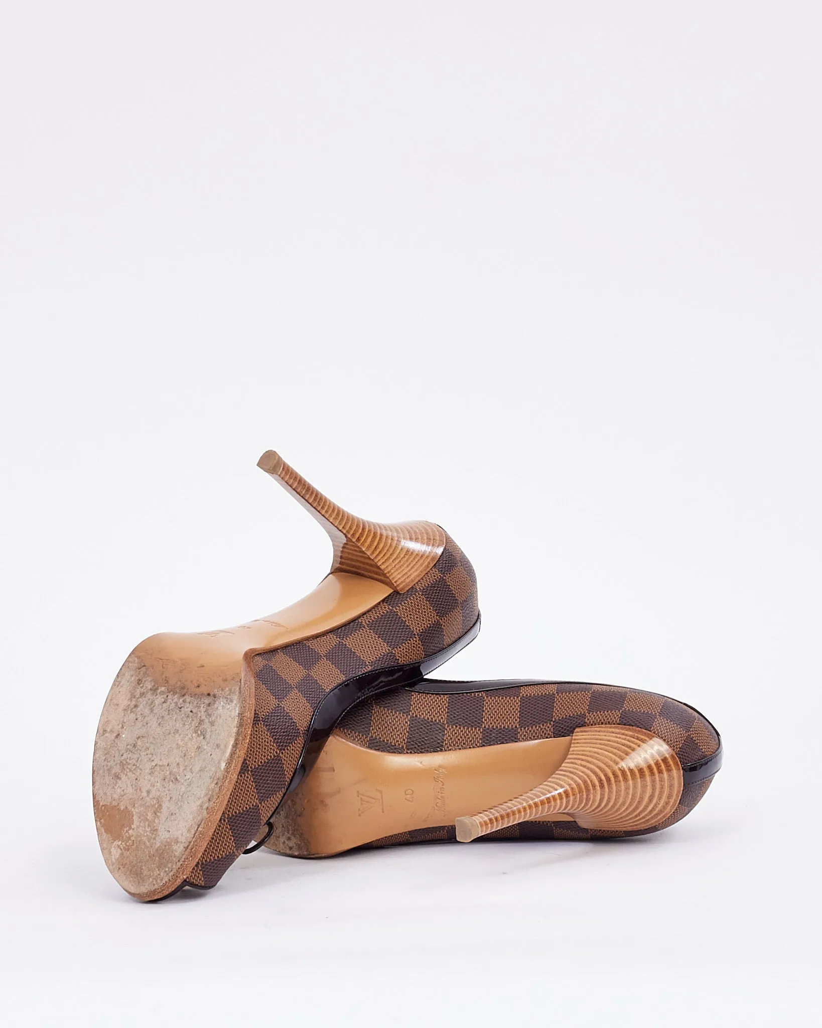 Louis Vuitton Damier Ebene Canvas Peep Toe Pumps - 40