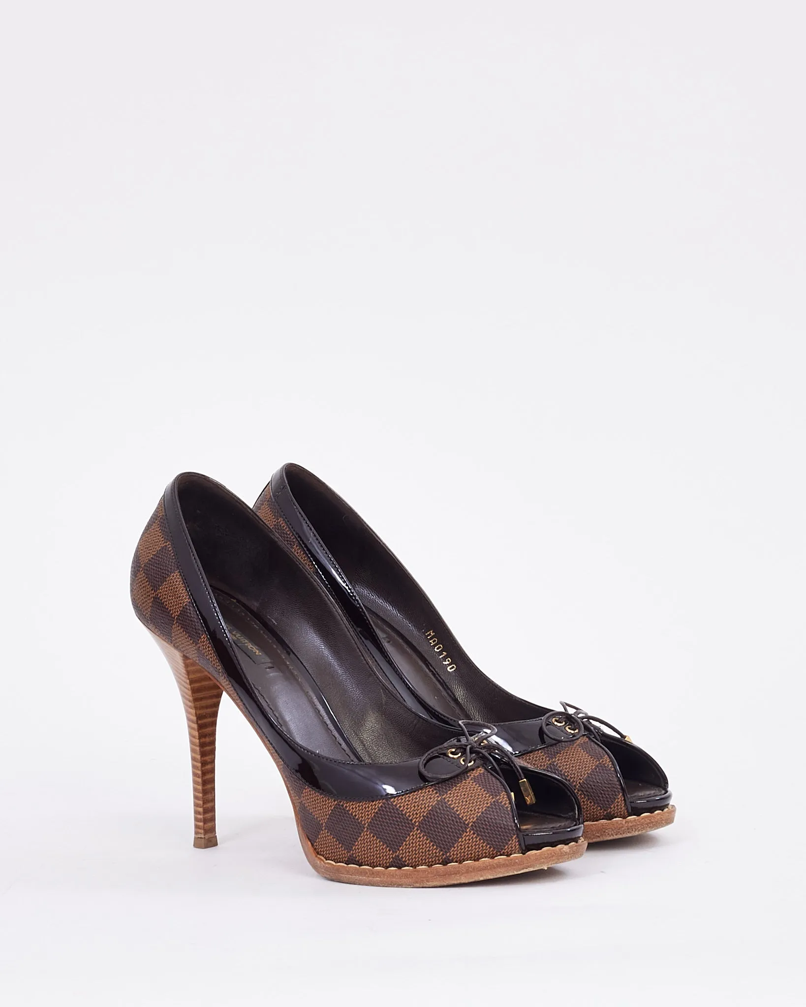 Louis Vuitton Damier Ebene Canvas Peep Toe Pumps - 40