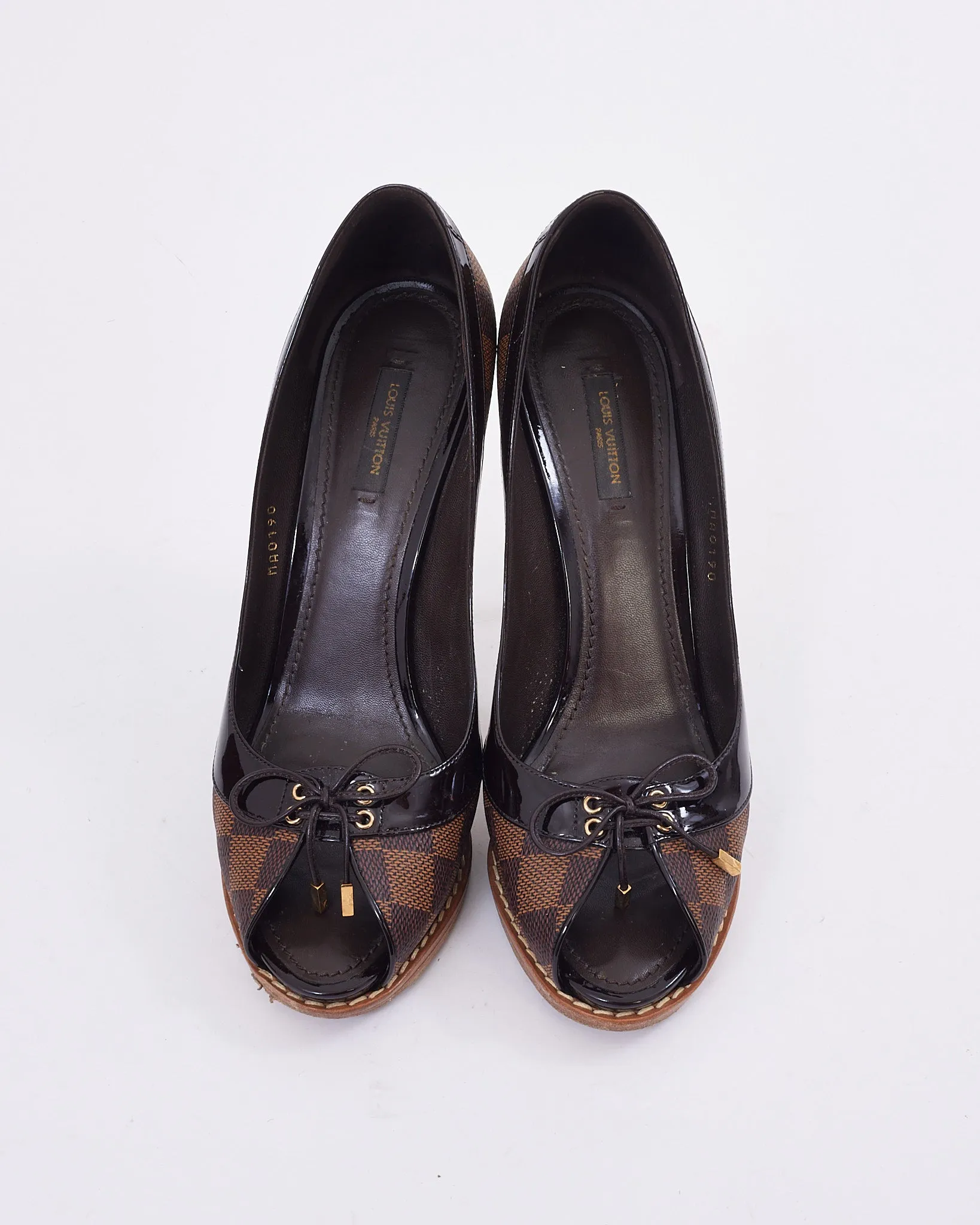 Louis Vuitton Damier Ebene Canvas Peep Toe Pumps - 40