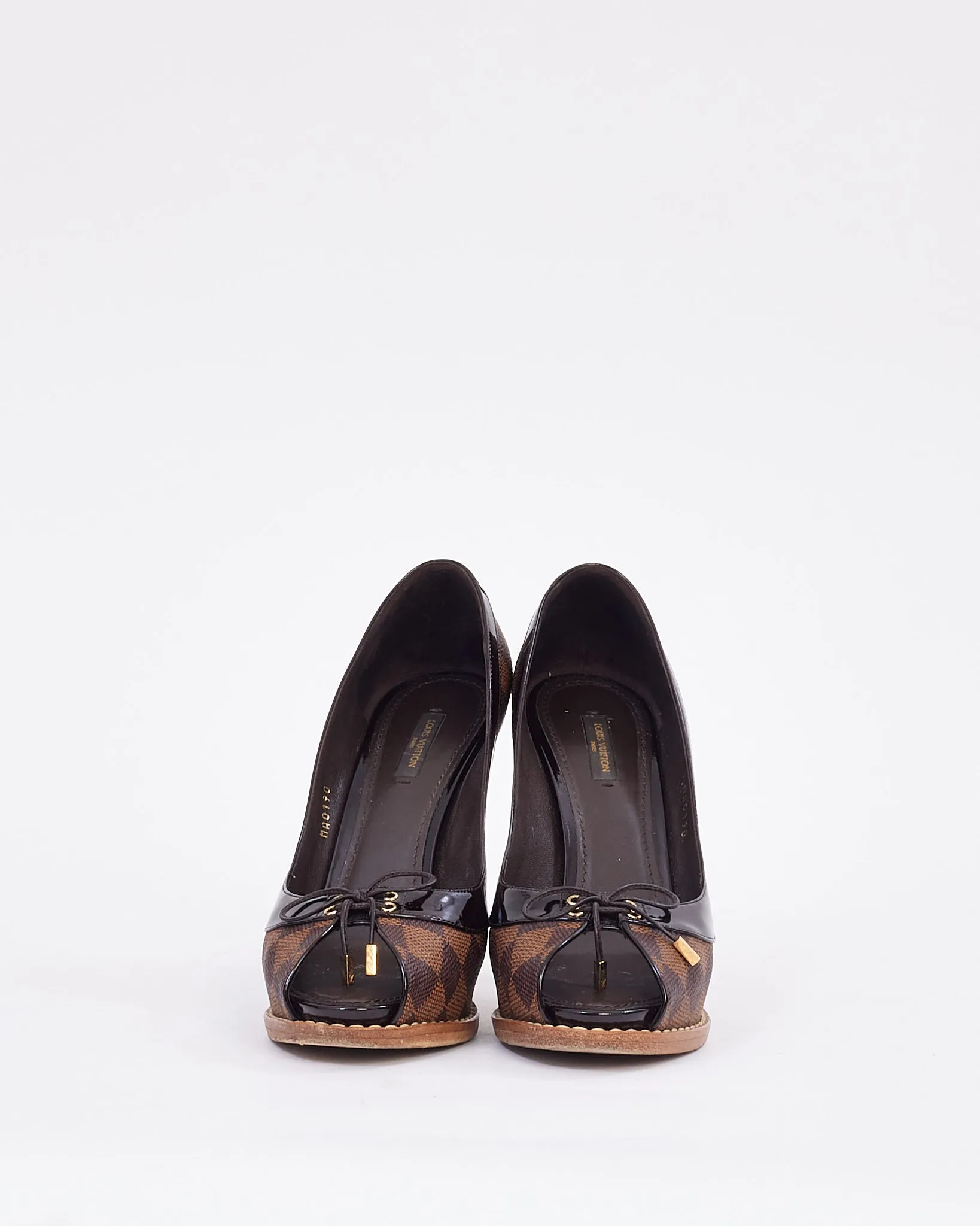 Louis Vuitton Damier Ebene Canvas Peep Toe Pumps - 40