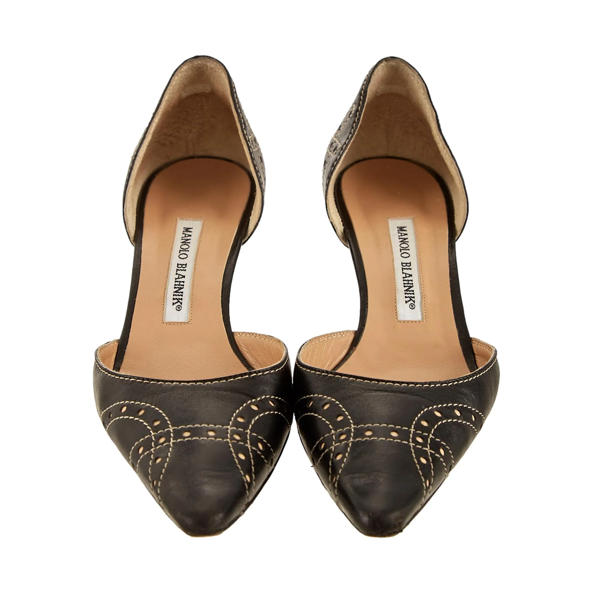 Manolo Blahnik Black Contrast Stitch Heels