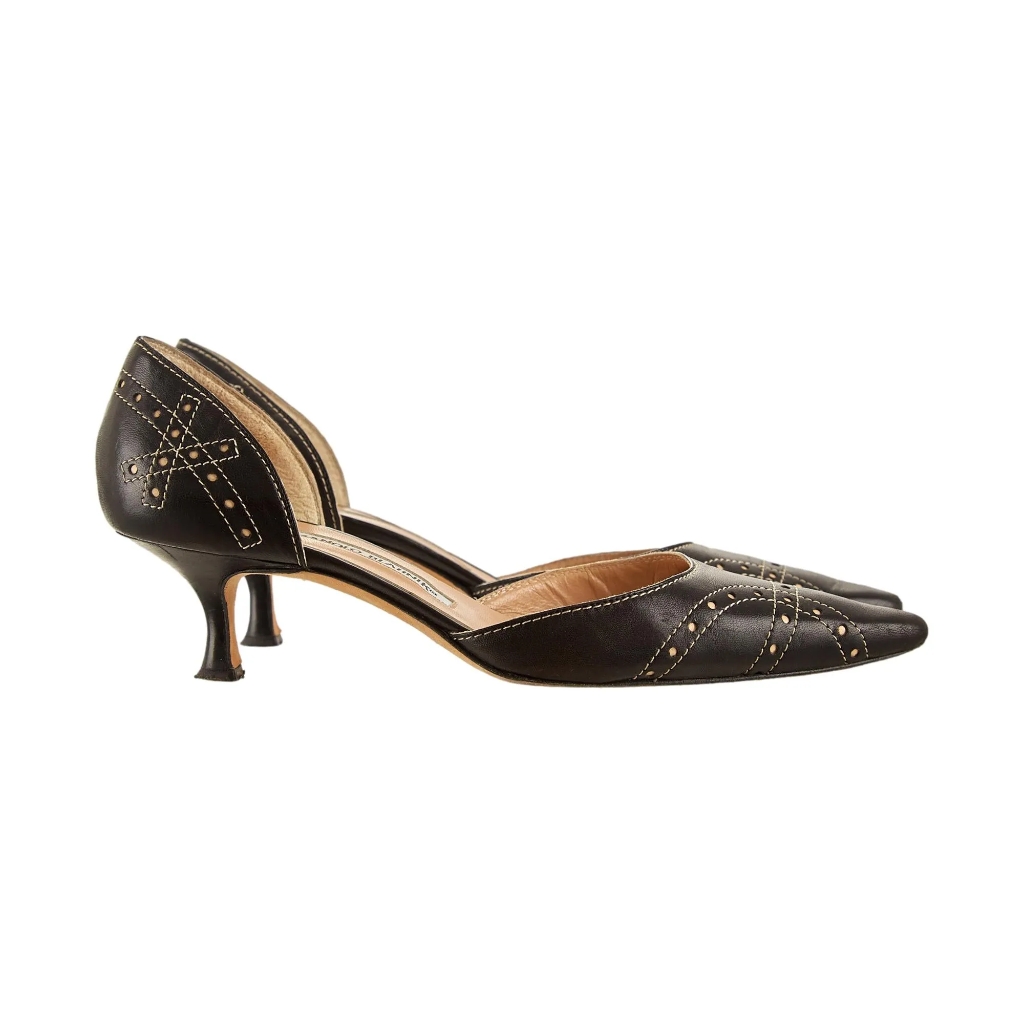 Manolo Blahnik Black Contrast Stitch Heels
