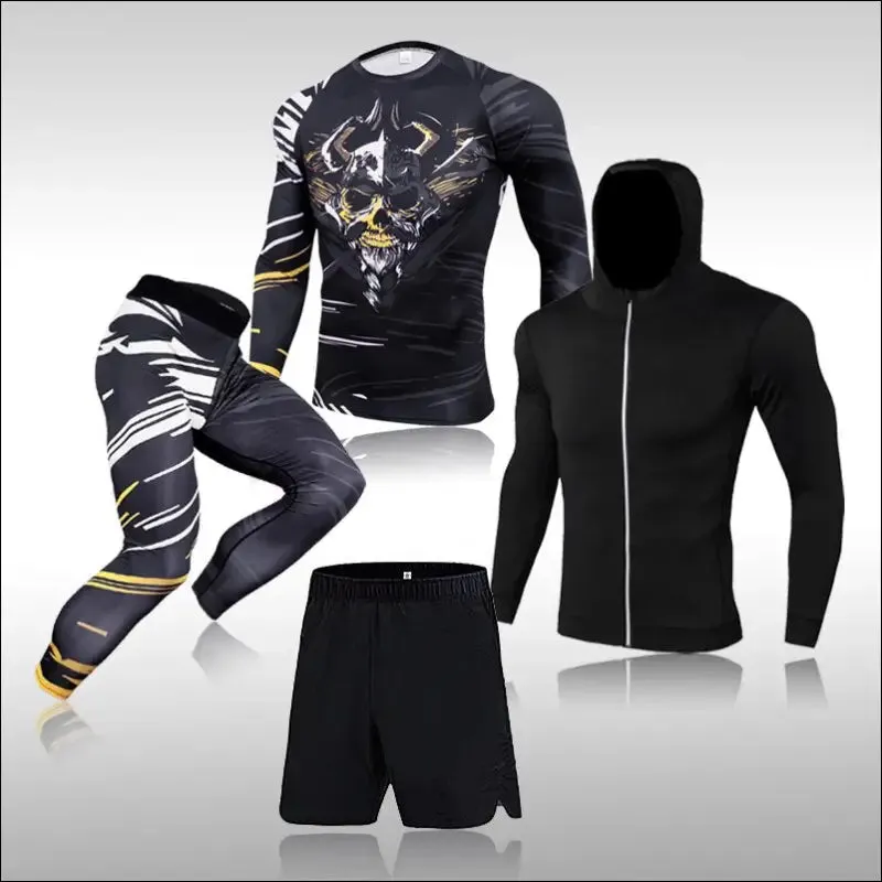 Men training sportswear set gym fitness compression sport suit jogging tight sports wear clothes