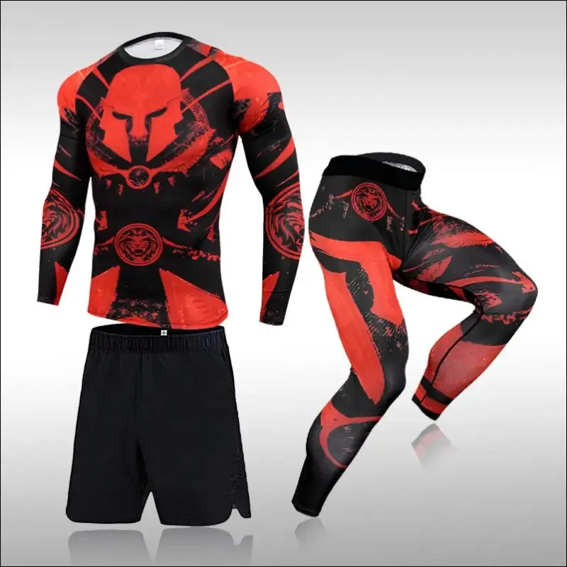 Men training sportswear set gym fitness compression sport suit jogging tight sports wear clothes