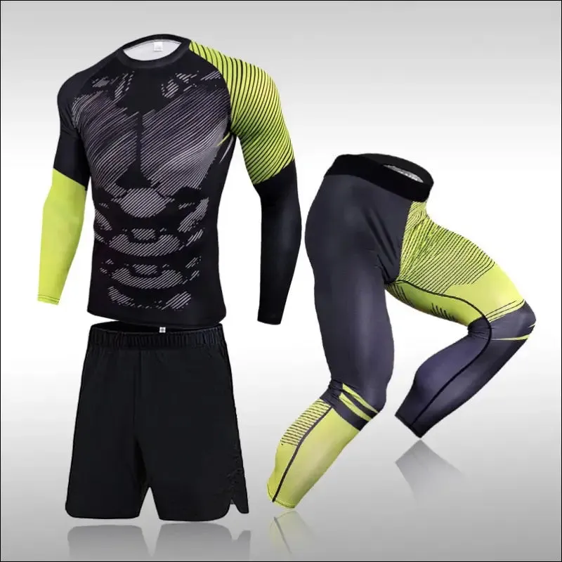 Men training sportswear set gym fitness compression sport suit jogging tight sports wear clothes