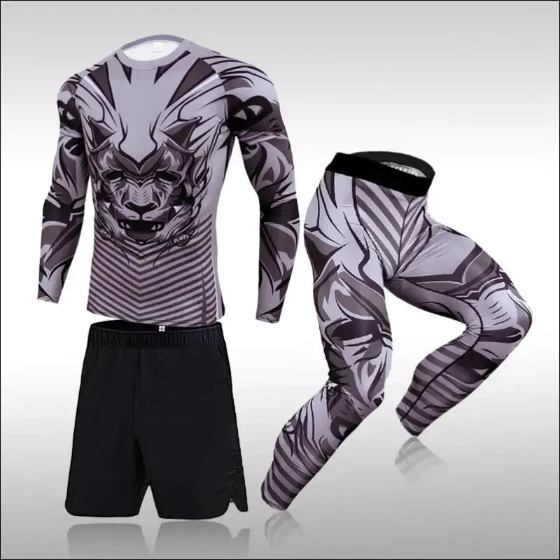 Men training sportswear set gym fitness compression sport suit jogging tight sports wear clothes