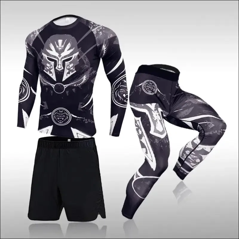 Men training sportswear set gym fitness compression sport suit jogging tight sports wear clothes