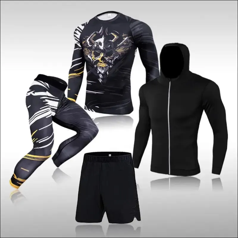 Men training sportswear set gym fitness compression sport suit jogging tight sports wear clothes