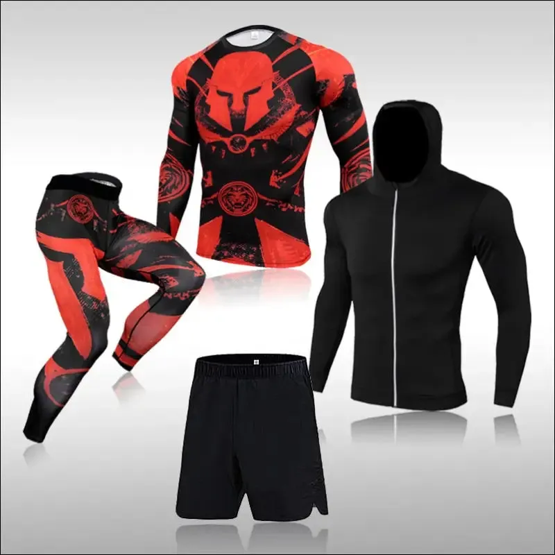 Men training sportswear set gym fitness compression sport suit jogging tight sports wear clothes