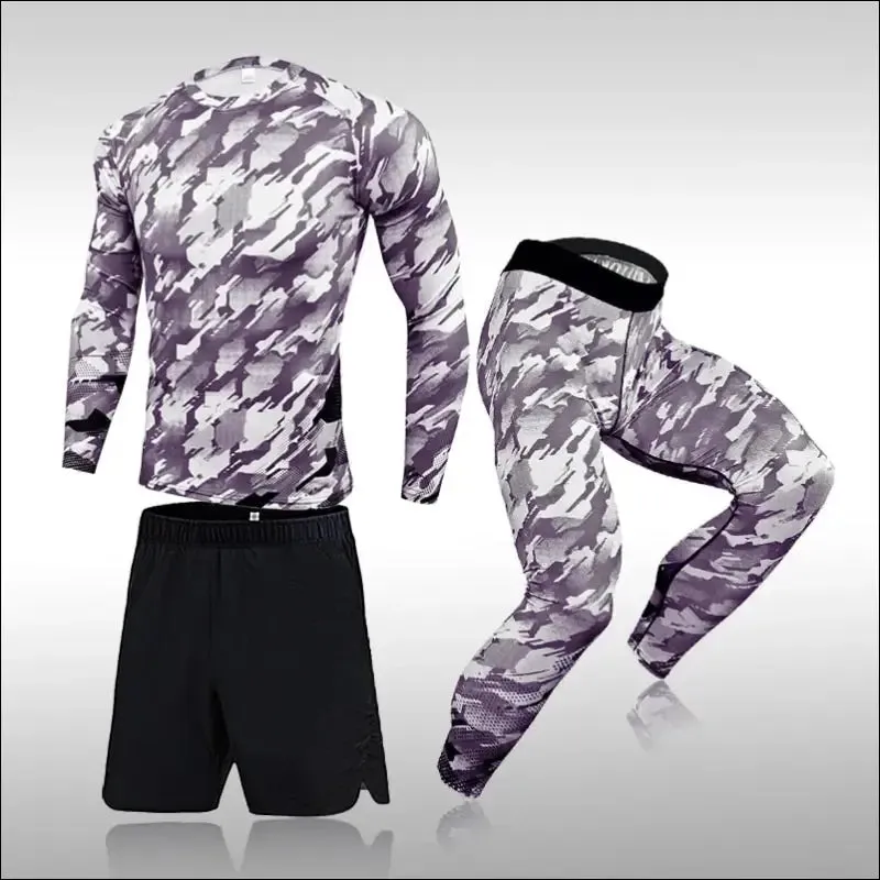 Men training sportswear set gym fitness compression sport suit jogging tight sports wear clothes