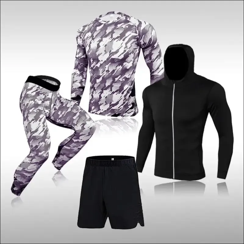 Men training sportswear set gym fitness compression sport suit jogging tight sports wear clothes