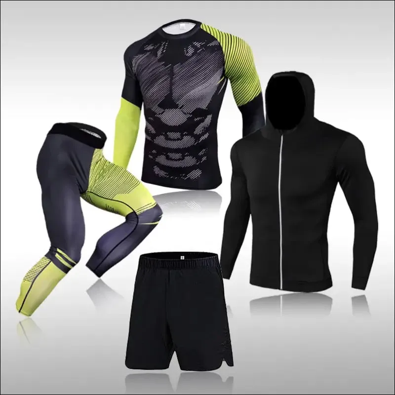 Men training sportswear set gym fitness compression sport suit jogging tight sports wear clothes