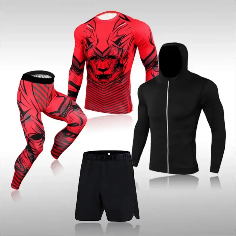 Men training sportswear set gym fitness compression sport suit jogging tight sports wear clothes