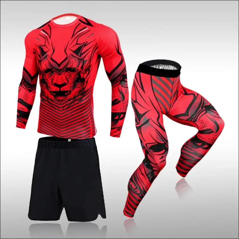 Men training sportswear set gym fitness compression sport suit jogging tight sports wear clothes