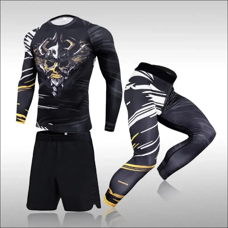 Men training sportswear set gym fitness compression sport suit jogging tight sports wear clothes