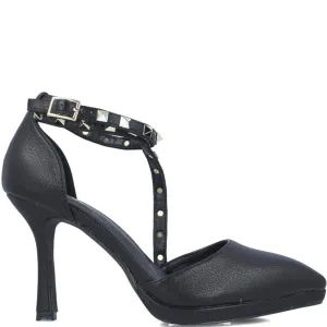 Menbur Black Studded Crossover Strap Shoes